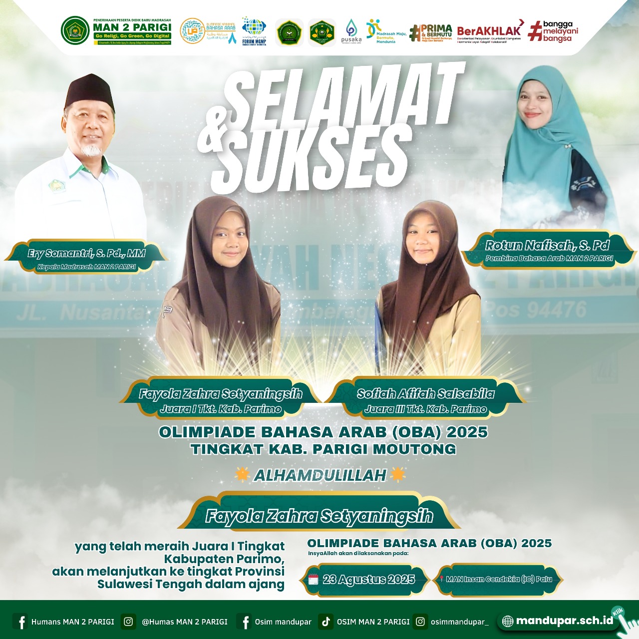 MAN 2 Parigi Raih Prestasi Gemilang di Olimpiade Bahasa Arab (OBA) 2025 Tingkat Kabupaten