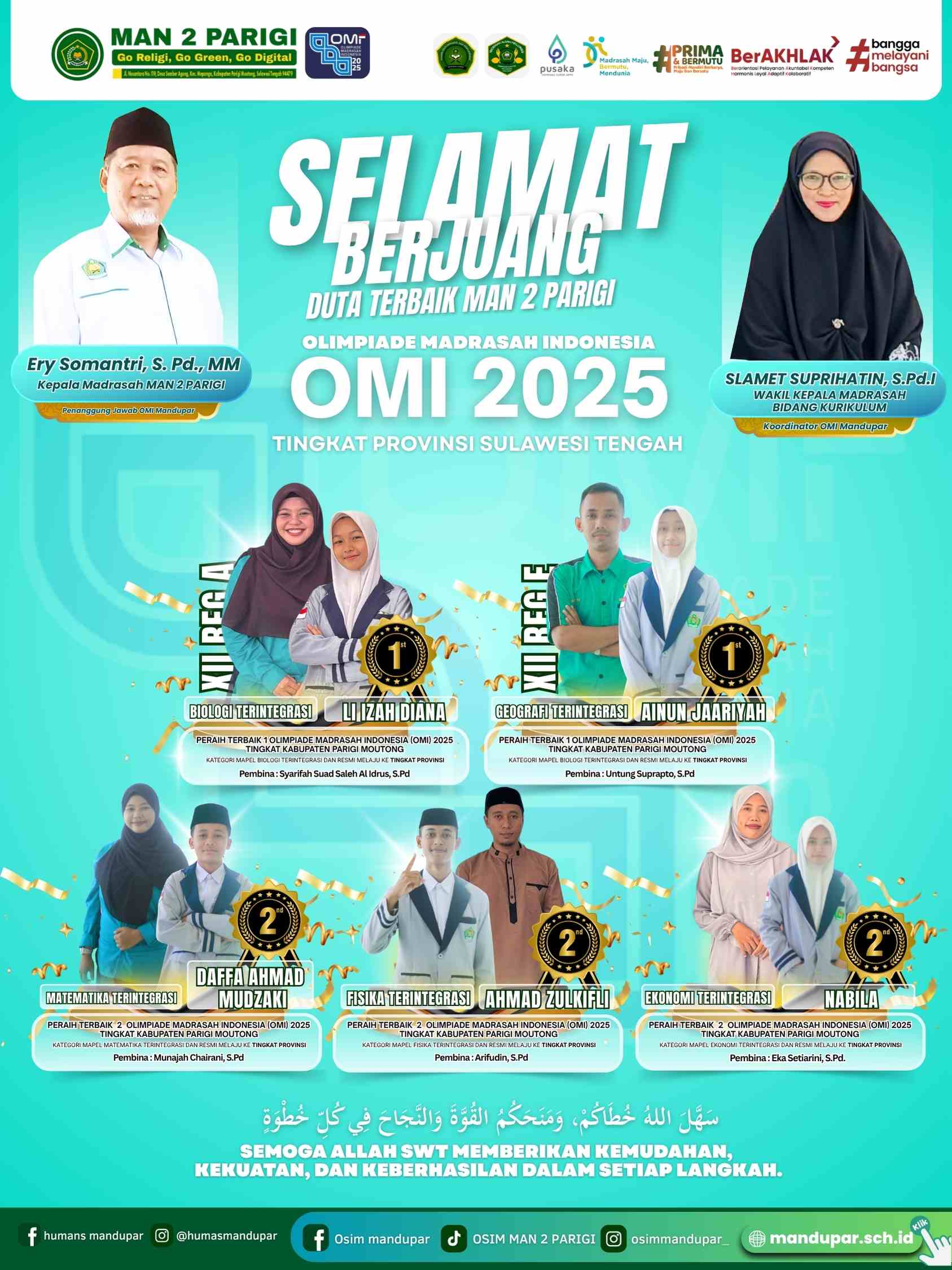 MAN 2 Parigi Jadi Titik Lokasi (Tilok) 2, Ikuti Pembukaan Olimpiade Madrasah Indonesia (OMI) 2025 Tingkat Provinsi Sulawesi Tengah